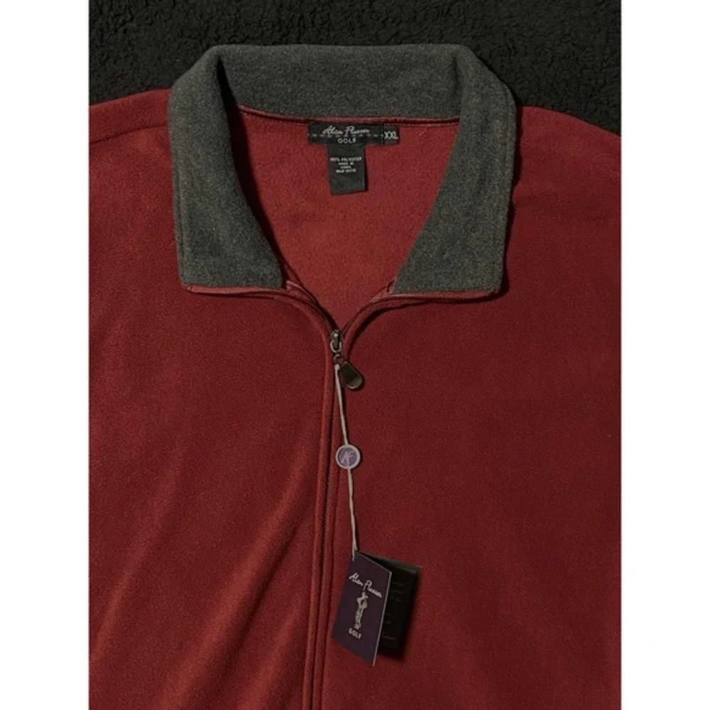 Alan‎ Flusser Golf XXL Vest Full Zip Sleeveless Sweater Menswear Maroon NWT